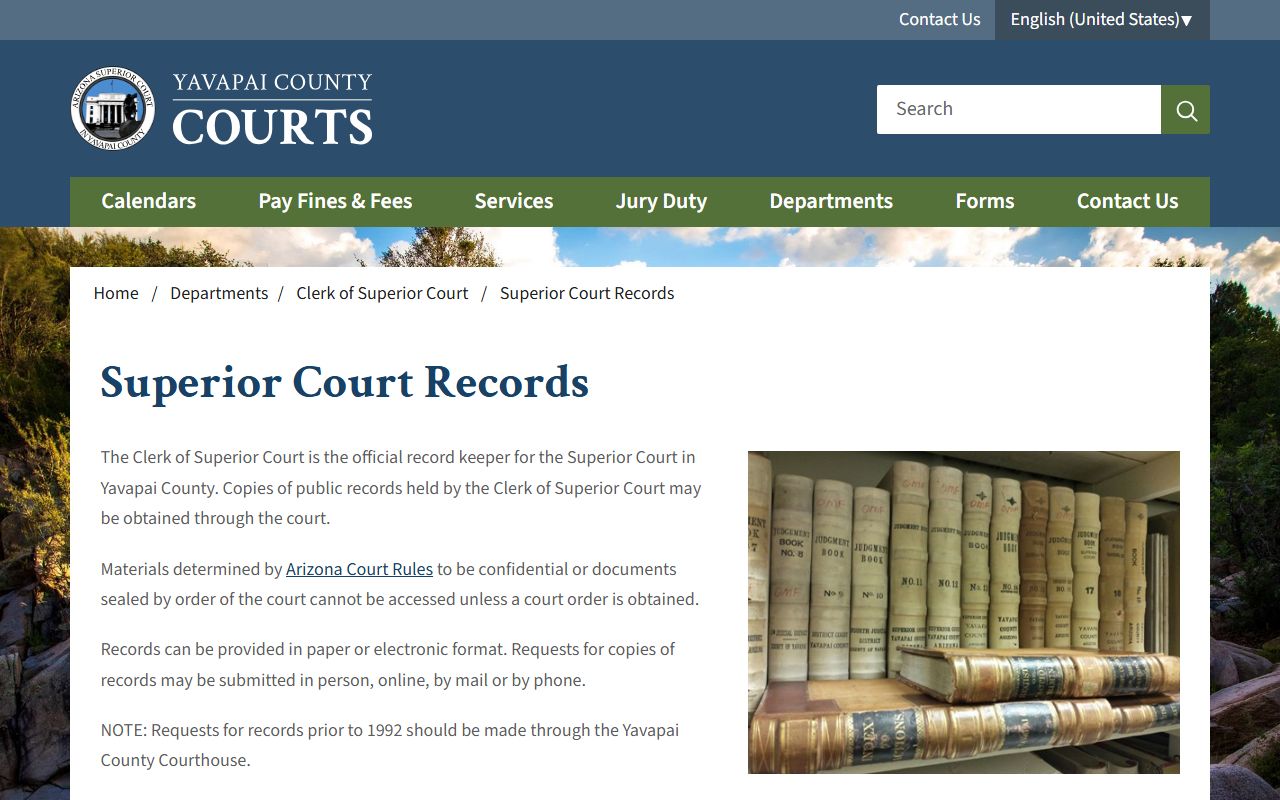 Yavapai County Arizona genealogy superior court records page